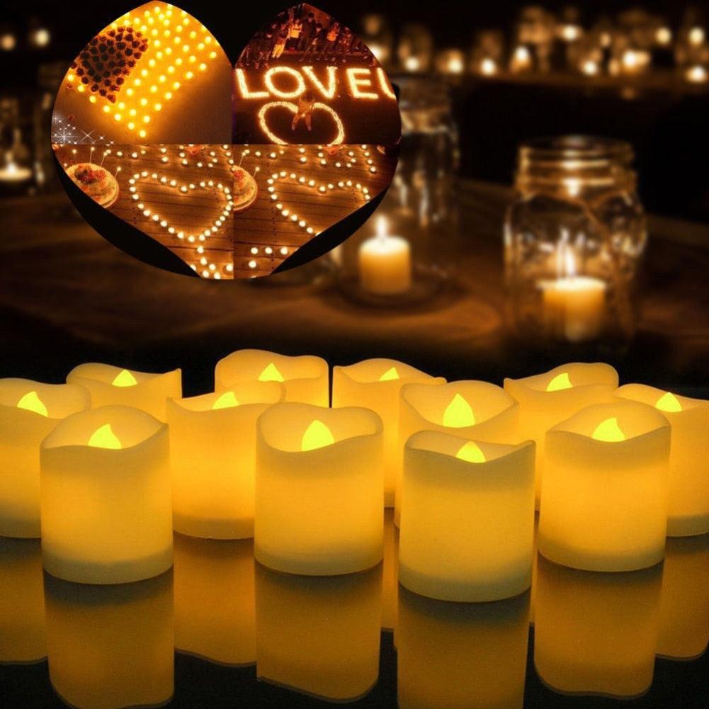 12Pcs Electronic LED Tea Light Candles  Flickering Bulb Battery Operated Flameless LED Tea Light for Seasonal & Festival Celebration Electric Fake Candle Realistic Battery-Powered Flameless Candles for Home Bedroom Party Wedding Festival Decor Stevvex