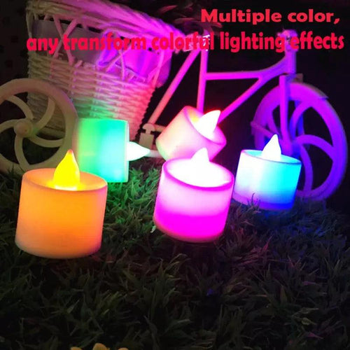 12PCS Flameless LED Electronic Candle Tea Light Battery Powered Wedding Romantic Light Flameless Tea light Candles with Colorful Lights Battery Operated Colored Fake Candles Light Birthday Party Home Decoration Stevvex