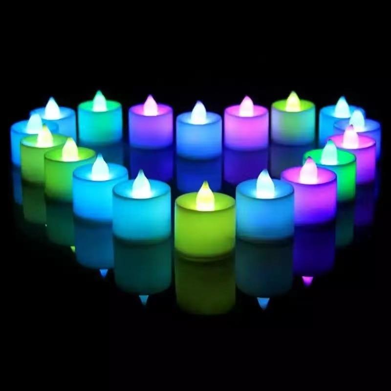 12PCS Flameless LED Electronic Candle Tea Light Battery Powered Wedding Romantic Light Flameless Tea light Candles with Colorful Lights Battery Operated Colored Fake Candles Light Birthday Party Home Decoration Stevvex
