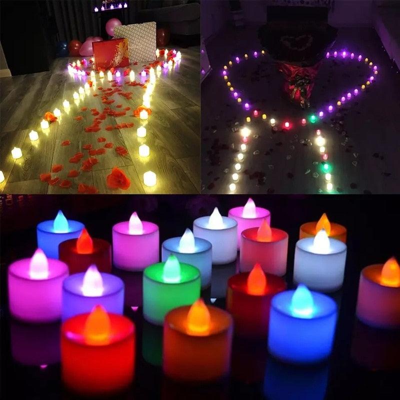 12PCS Flameless LED Electronic Candle Tea Light Battery Powered Wedding Romantic Light Flameless Tea light Candles with Colorful Lights Battery Operated Colored Fake Candles Light Birthday Party Home Decoration Stevvex