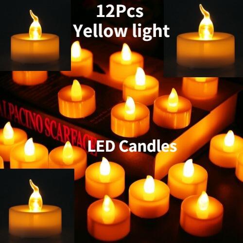 12Pcs New Battery Operated LED Tea Lights Candles  Realistic and Bright Flickering Bulb Battery Operated Flameless LED Tea Light for Seasonal and Festival Celebration Home Decoration Flameless  birthday Decorations Party Supplies Stevvex