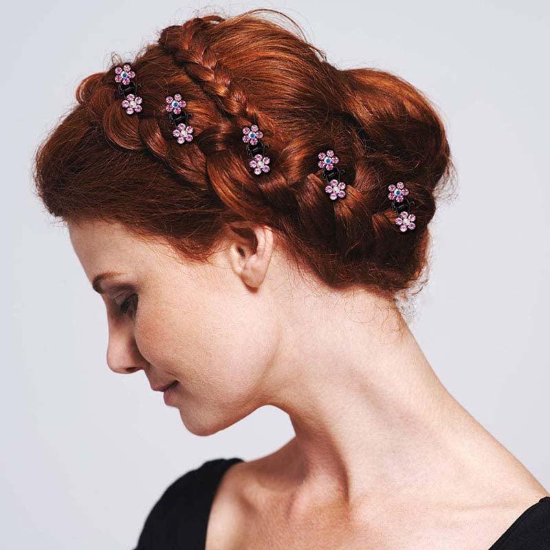 12pcs/set Mini Rhinestone No-Slip Grips Hair Clips for Women Girls Glitter Teeth Metal Clamps Flower Gorgeous Hair Accessories For Brides And Bridesmaids Stevvex