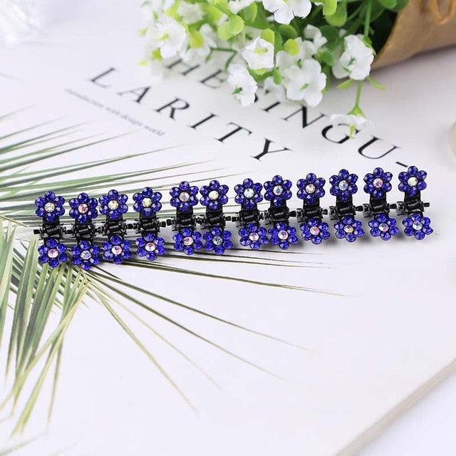 12pcs/set Mini Rhinestone No-Slip Grips Hair Clips for Women Girls Glitter Teeth Metal Clamps Flower Gorgeous Hair Accessories For Brides And Bridesmaids Stevvex