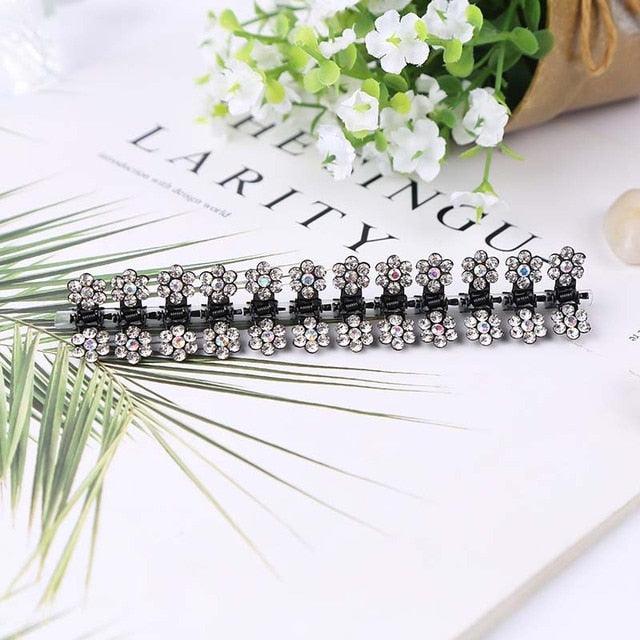 12pcs/set Mini Rhinestone No-Slip Grips Hair Clips for Women Girls Glitter Teeth Metal Clamps Flower Gorgeous Hair Accessories For Brides And Bridesmaids Stevvex