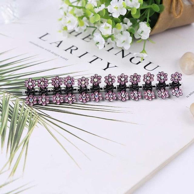 12pcs/set Mini Rhinestone No-Slip Grips Hair Clips for Women Girls Glitter Teeth Metal Clamps Flower Gorgeous Hair Accessories For Brides And Bridesmaids Stevvex