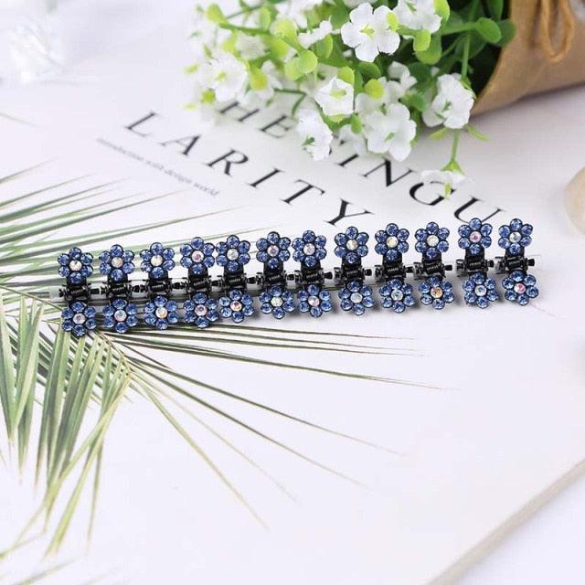 12pcs/set Mini Rhinestone No-Slip Grips Hair Clips for Women Girls Glitter Teeth Metal Clamps Flower Gorgeous Hair Accessories For Brides And Bridesmaids Stevvex