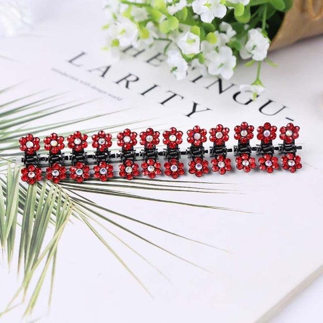 12pcs/set Mini Rhinestone No-Slip Grips Hair Clips for Women Girls Glitter Teeth Metal Clamps Flower Gorgeous Hair Accessories For Brides And Bridesmaids Stevvex