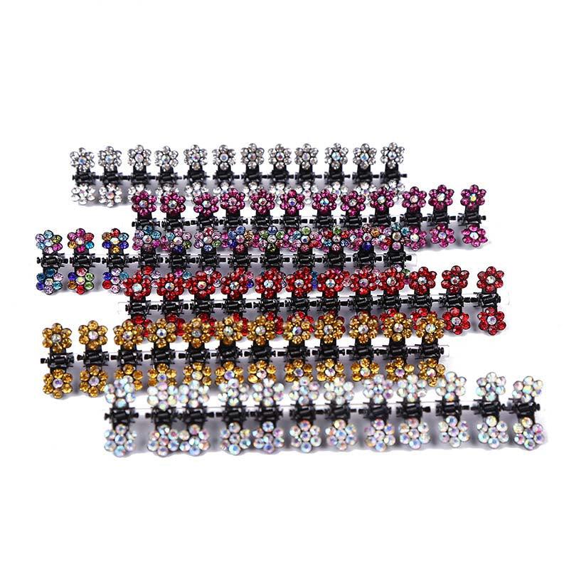 12pcs/set Mini Rhinestone No-Slip Grips Hair Clips for Women Girls Glitter Teeth Metal Clamps Flower Gorgeous Hair Accessories For Brides And Bridesmaids Stevvex