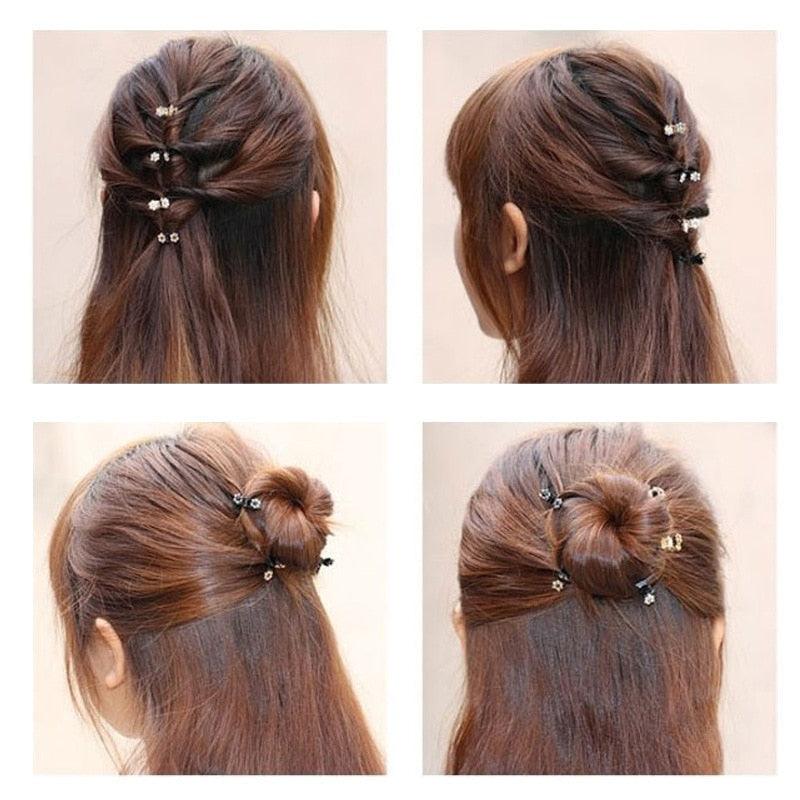 12pcs/set Mini Rhinestone No-Slip Grips Hair Clips for Women Girls Glitter Teeth Metal Clamps Flower Gorgeous Hair Accessories For Brides And Bridesmaids Stevvex