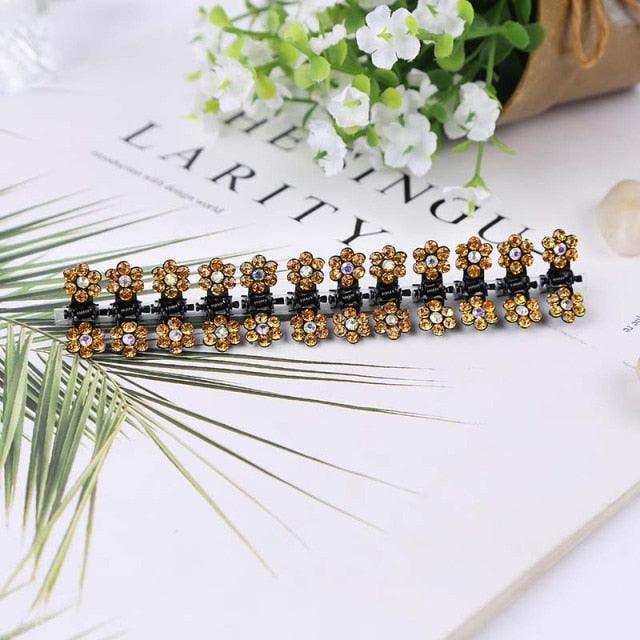 12pcs/set Mini Rhinestone No-Slip Grips Hair Clips for Women Girls Glitter Teeth Metal Clamps Flower Gorgeous Hair Accessories For Brides And Bridesmaids Stevvex