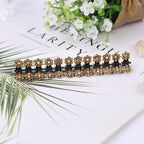 12pcs/set Mini Rhinestone No-Slip Grips Hair Clips for Women Girls Glitter Teeth Metal Clamps Flower Gorgeous Hair Accessories For Brides And Bridesmaids Stevvex