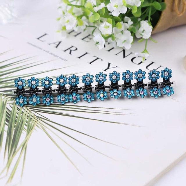 12pcs/set Mini Rhinestone No-Slip Grips Hair Clips for Women Girls Glitter Teeth Metal Clamps Flower Gorgeous Hair Accessories For Brides And Bridesmaids Stevvex