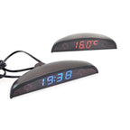 12V Car Interior 3 In 1 Car Clock Voltmeter Thermometer and Voltage Meter Monitor Touch Switch Blue Red Light Thermometers Voltmeter Gauge Electronic Clock LED Digital Display LCD Screen Clock Stevvex