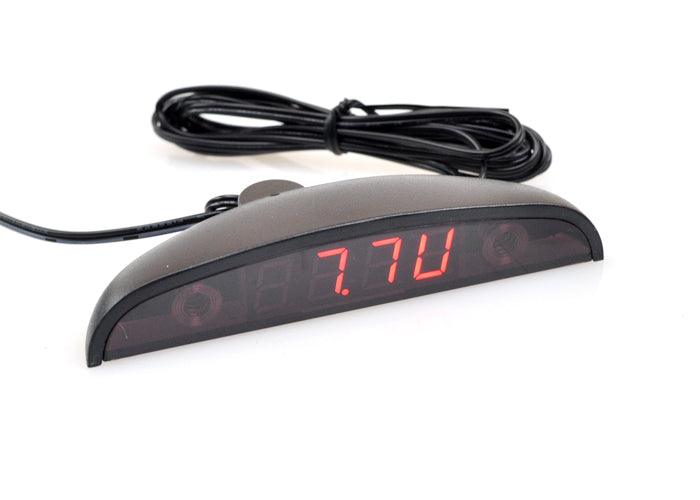 12V Car Interior 3 In 1 Car Clock Voltmeter Thermometer and Voltage Meter Monitor Touch Switch Blue Red Light Thermometers Voltmeter Gauge Electronic Clock LED Digital Display LCD Screen Clock Stevvex