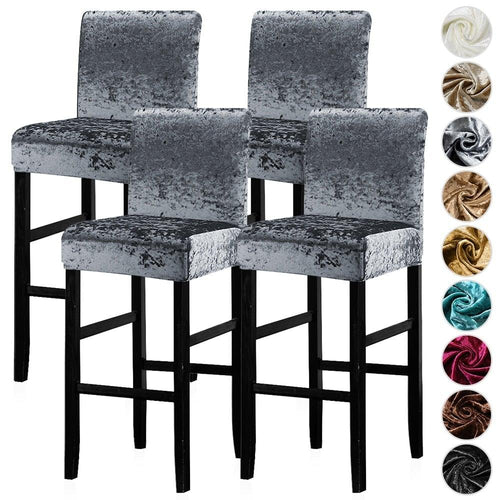 13 Solid Colors Shiny Velvet Fabric Small Size Chair Cover Seat Covers For Bar Stool Chairs Slipcover Home Hotel Decoration Velvet Stretch Dining Room Chair Covers Soft Removable Dining Chair Slipcovers Stevvex