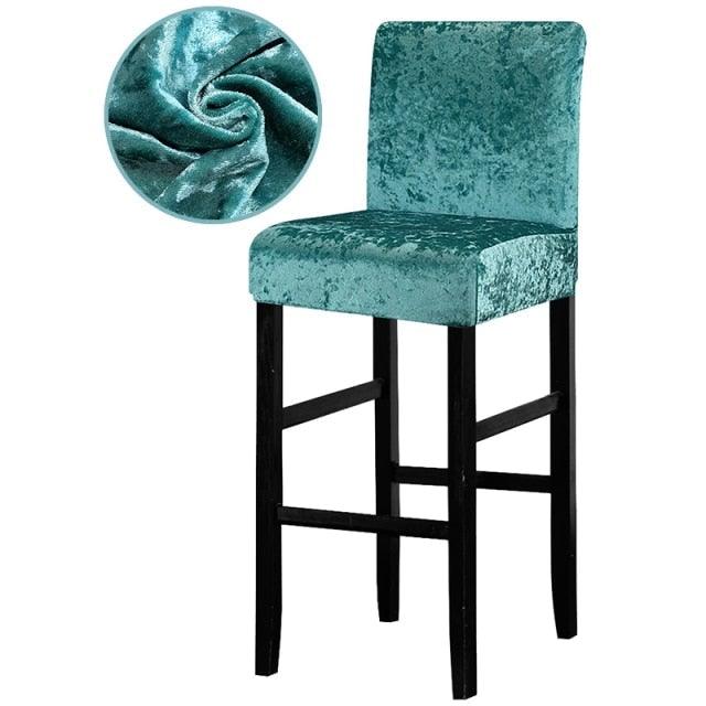 13 Solid Colors Shiny Velvet Fabric Small Size Chair Cover Seat Covers For Bar Stool Chairs Slipcover Home Hotel Decoration Velvet Stretch Dining Room Chair Covers Soft Removable Dining Chair Slipcovers Stevvex