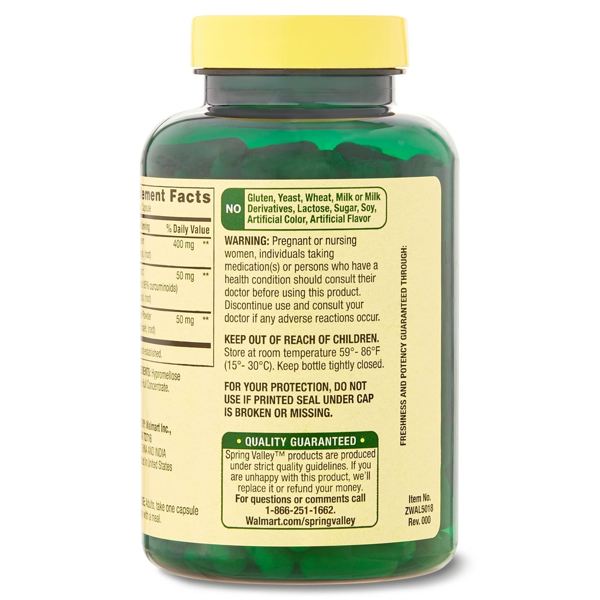 Spring Valley Turmeric Curcumin with Ginger Powder; 500 mg; 180 Count EasyOptionXY LLC