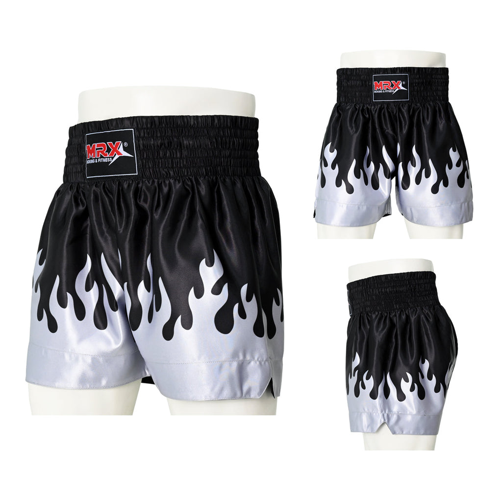 MRX Mens Womens Muay Thai Shorts Kickboxing Fighting Shorts Blue Black Red Flame - SJB-DIAMOND ELITES