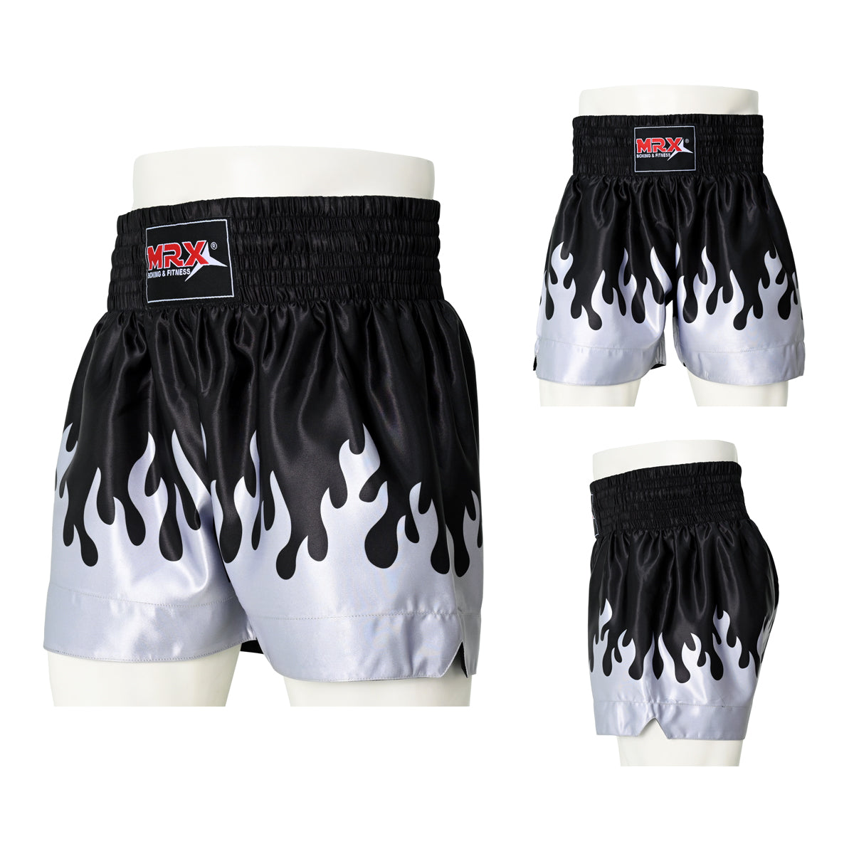 MRX Mens Womens Muay Thai Shorts Kickboxing Fighting Shorts Blue Black Red Flame - SJB-DIAMOND ELITES