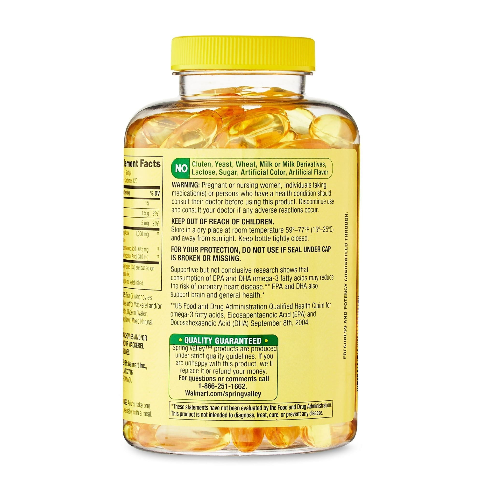 Spring Valley Omega-3 Fish Oil Soft Gels; 1000 mg; 120 Count EasyOptionXY LLC