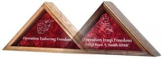 Operation Iraqi Freedom Flag Case Solid Oak, Walnut, Cherry, or Mahogany The Military Gift Store