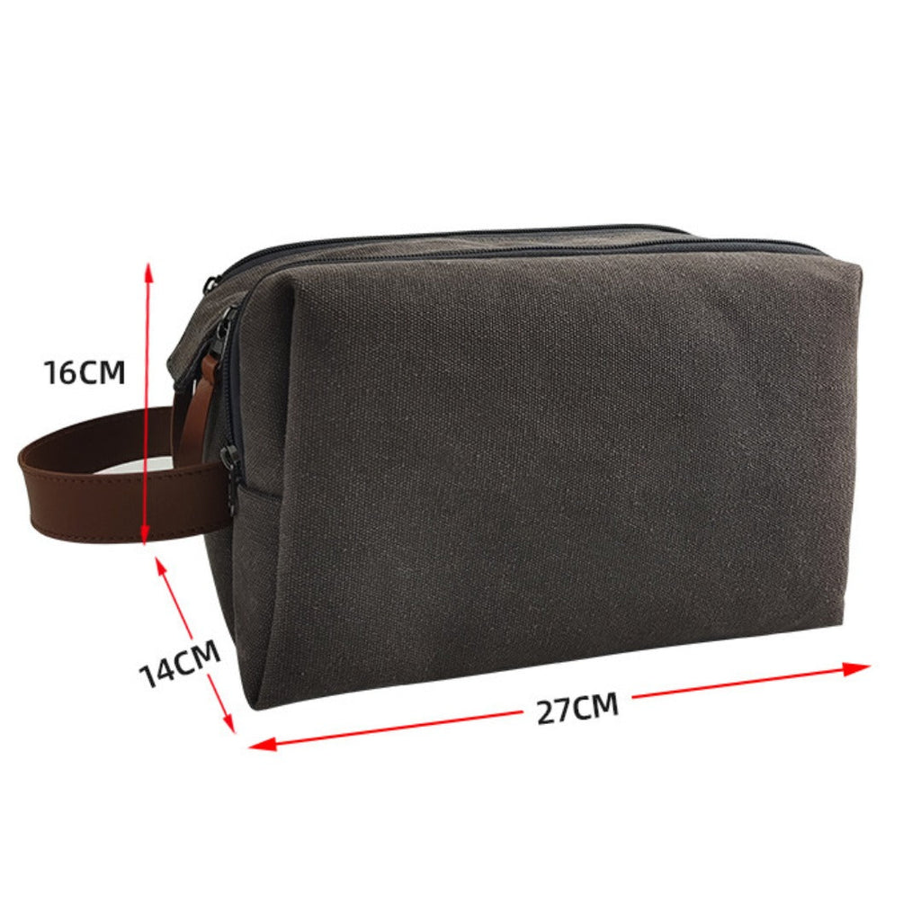 Large Capacity Men's Canvas Wash Bag – Durable Razor Storage & Cosmetic Bag with Ample Space for Travel Essentials - SJB-DIAMOND ELITES