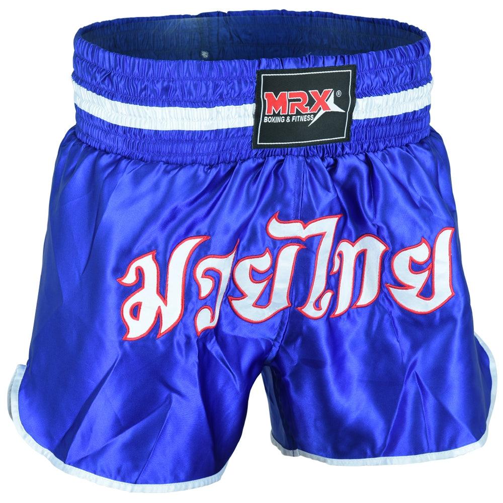 MRX Muay Thai Shorts Kickboxing Fighting Shorts for Men and Women Blue - White -1305 - SJB-DIAMOND ELITES