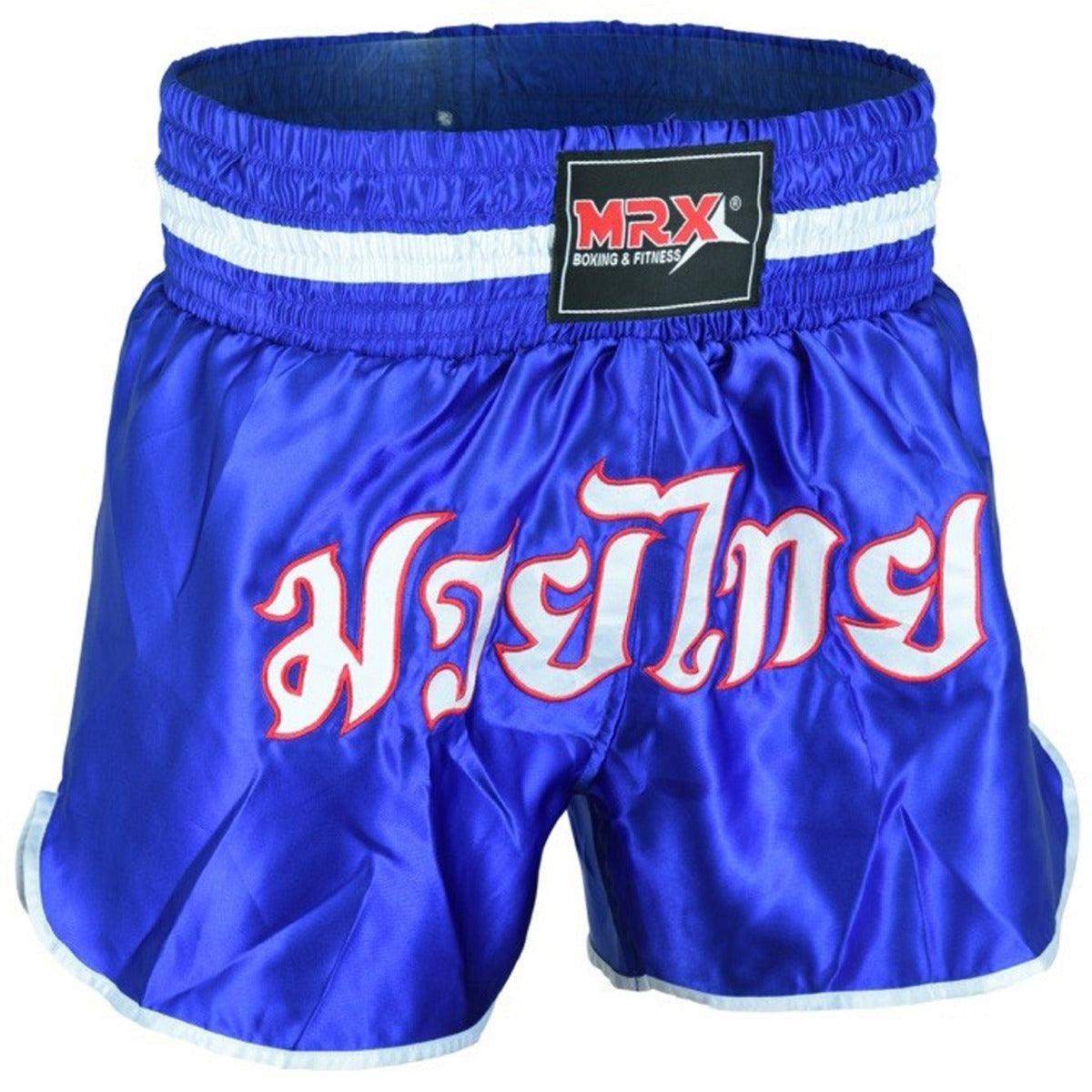 MRX Muay Thai Shorts Kickboxing Fighting Shorts for Men and Women Blue - White -1305 - SJB-DIAMOND ELITES