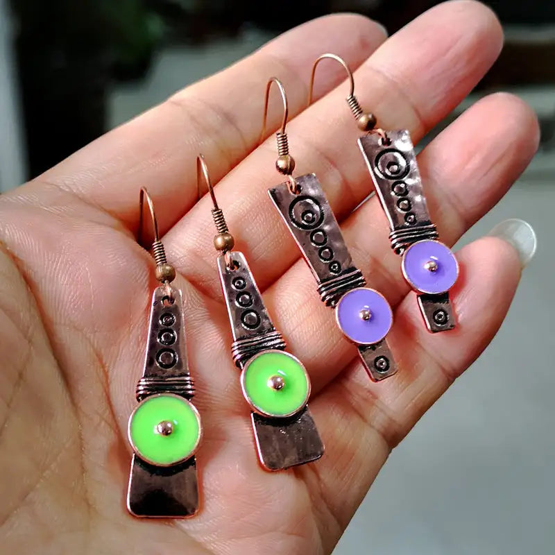 Vintage Simi Style Colored Enamel Earrings