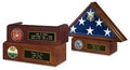 Veteran Flag Case and Pedestal With Medallion - Cherry The Military Gift Store