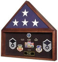 Large Flag and Memorabilia Display Cases - Cherry Case fit for a 5x9.5 flag The Military Gift Store
