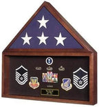 Large Flag and Memorabilia Display Cases - Cherry Case fit for a 5x9.5 flag The Military Gift Store