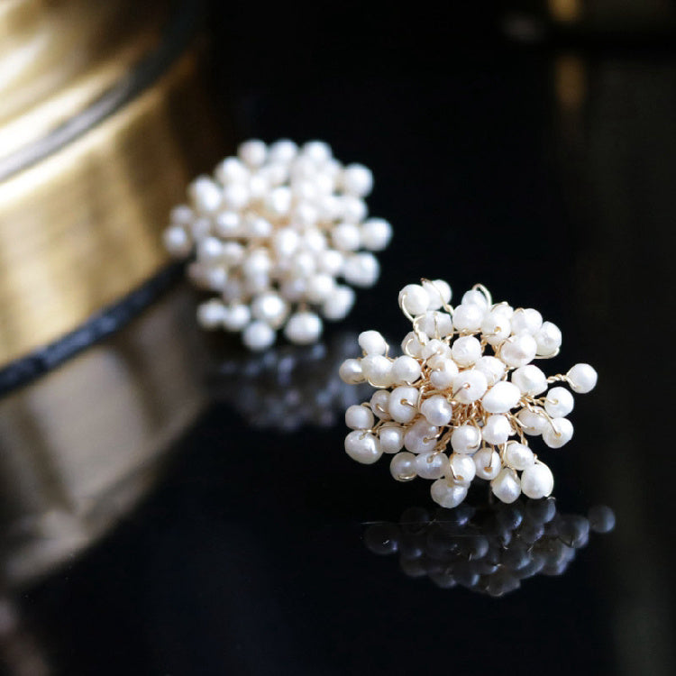 Female Fashion Temperament Earrings, Natural Freshwater Pearl Snowflake Earrings Pi-Mart