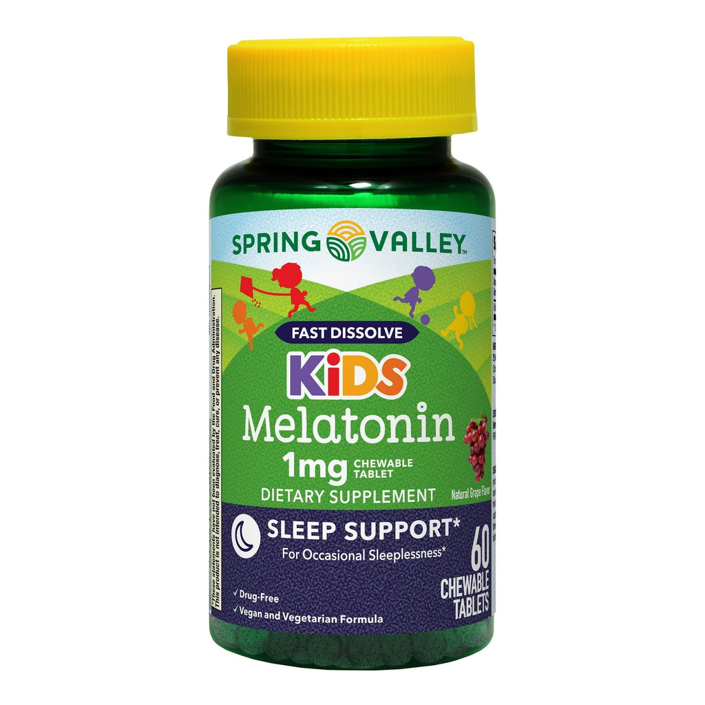 Spring Valley Kids Melatonin Chewable Tablets; Grape Flavor; 1 mg; 60 Count EasyOptionXY LLC