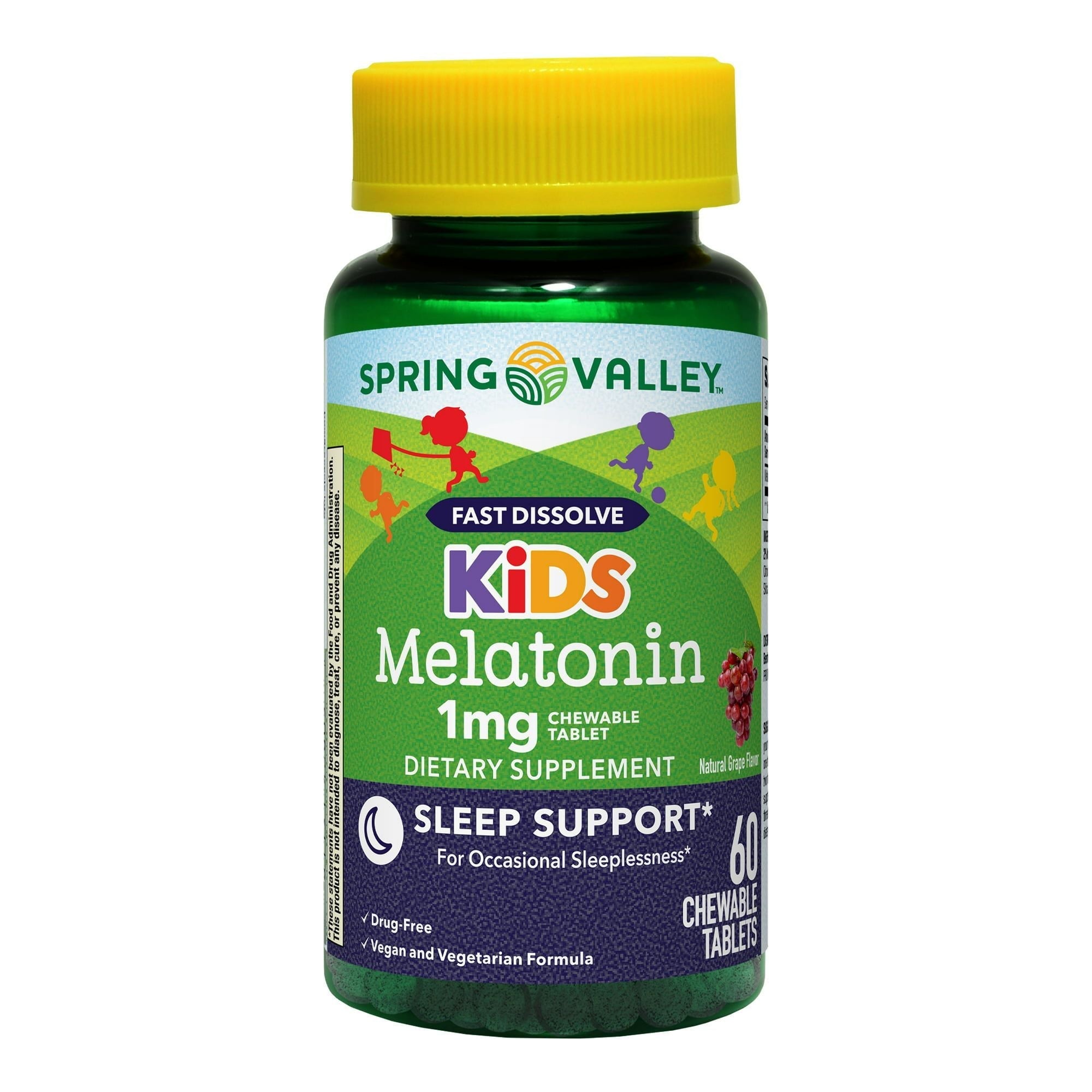 Spring Valley Kids Melatonin Chewable Tablets; Grape Flavor; 1 mg; 60 Count EasyOptionXY LLC