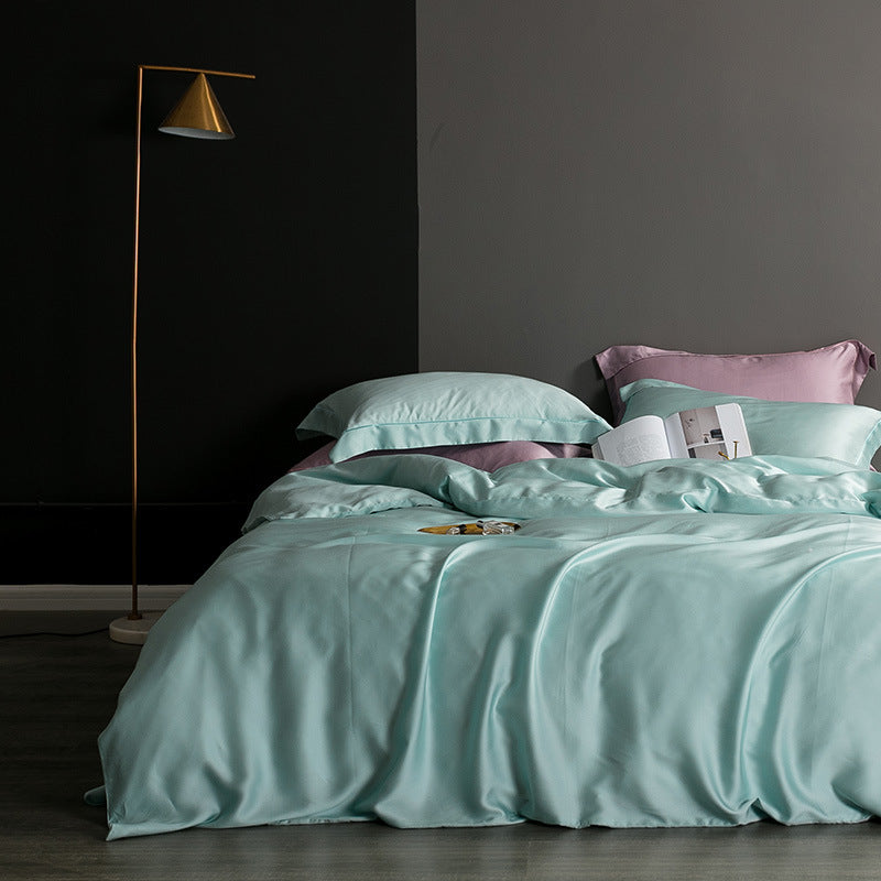 Ice silk pure color simple duvet cover sheet Pi-Mart