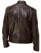 Slim Fit PU Leather Jacket - Stand Collar Youth Biker Jacket with Metal Details