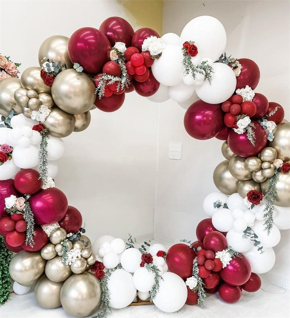 130pcs Ruby Red Burgundy Balloons Blush Balloons Gold Balloons For Wedding Birthday Decoration Party Wedding Decoration Stevvex