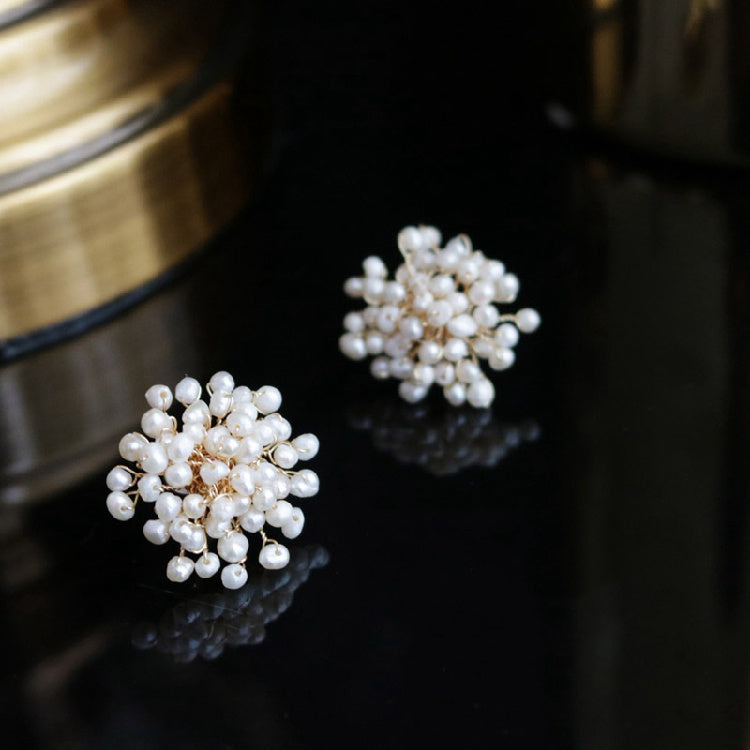 Female Fashion Temperament Earrings, Natural Freshwater Pearl Snowflake Earrings Pi-Mart