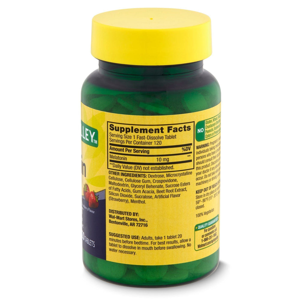Spring Valley Fast-Dissolve Melatonin Dietary Supplement; 10 mg; 120 Count EasyOptionXY LLC