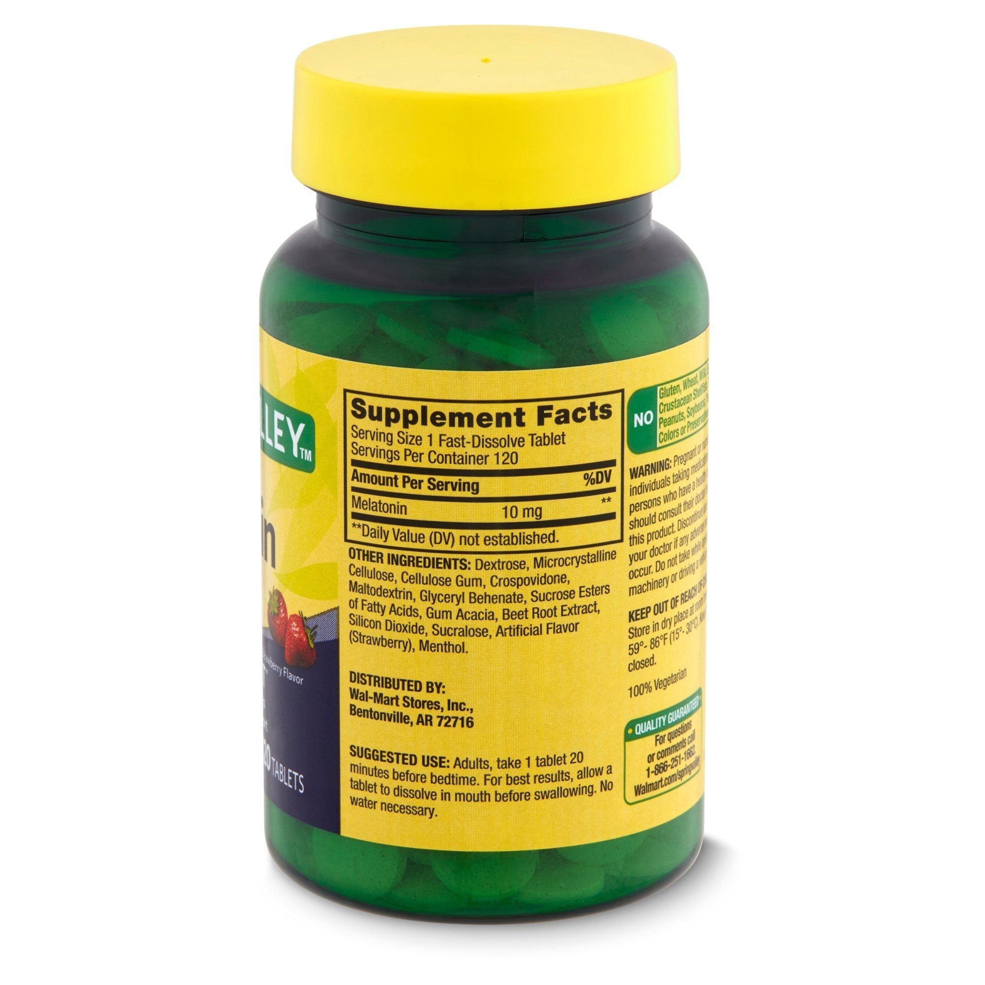 Spring Valley Fast-Dissolve Melatonin Dietary Supplement; 10 mg; 120 Count EasyOptionXY LLC