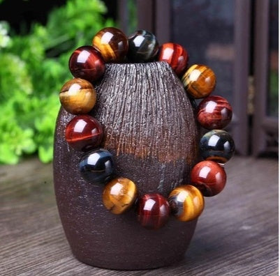 Tiger Eye Bracelet Natural Crystal Stone Buddha Bead Bracelet Pi-Mart