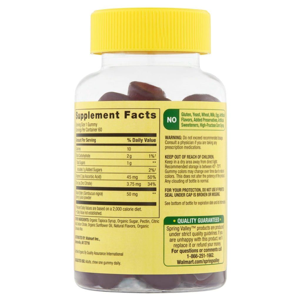 Spring Valley Elderberry Dietary Supplement; Adult Gummies; 60 Count EasyOptionXY LLC