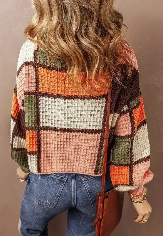 Drawstring Color Block Mock Neck Sweater - SJB-DIAMOND ELITES