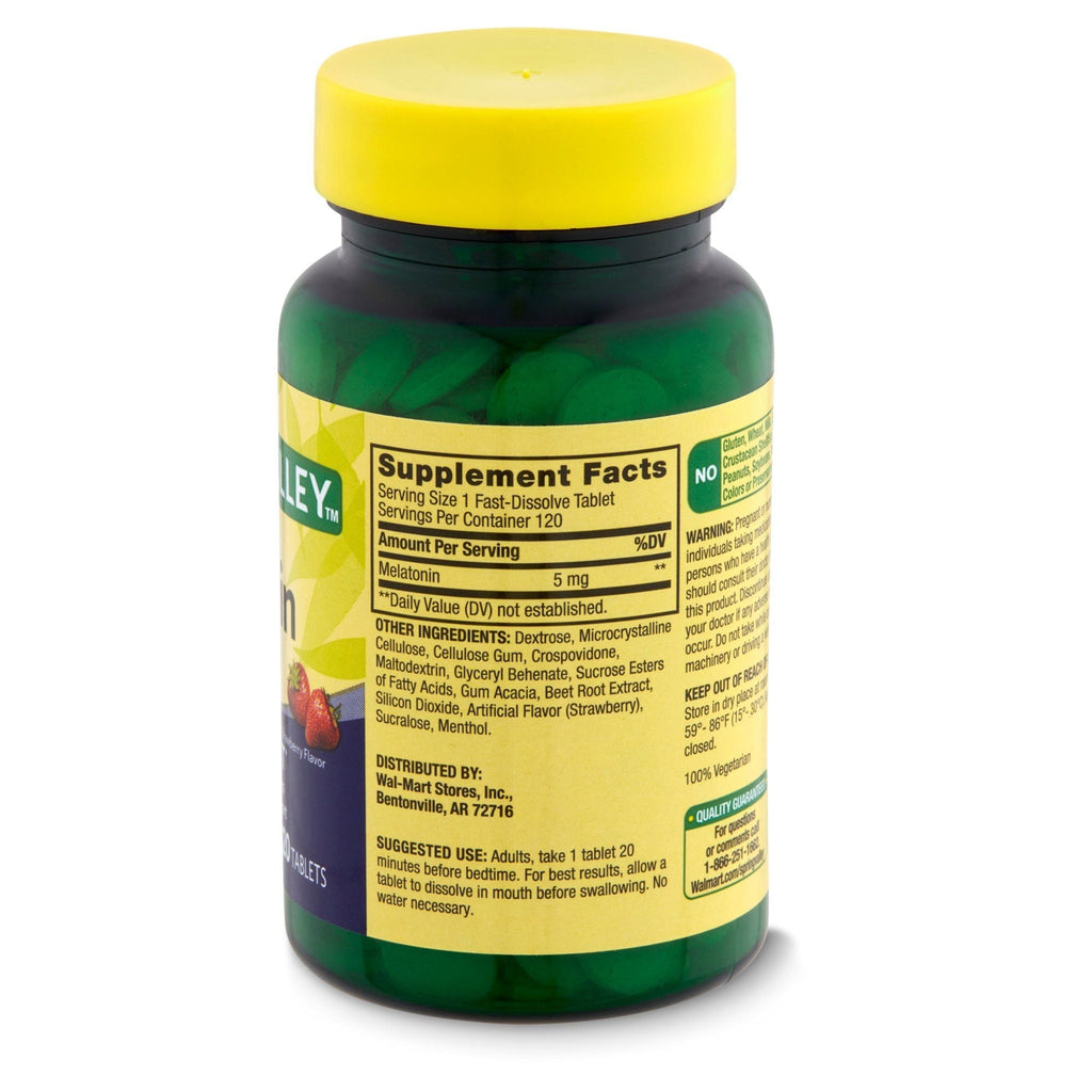 Spring Valley Fast-Dissolve Melatonin Dietary Supplement; 5 mg; 120 Count EasyOptionXY LLC