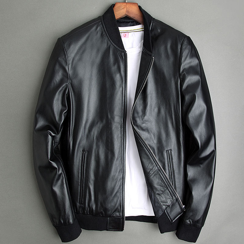 Sheepskin leather jacket motorcycle Pi-Mart