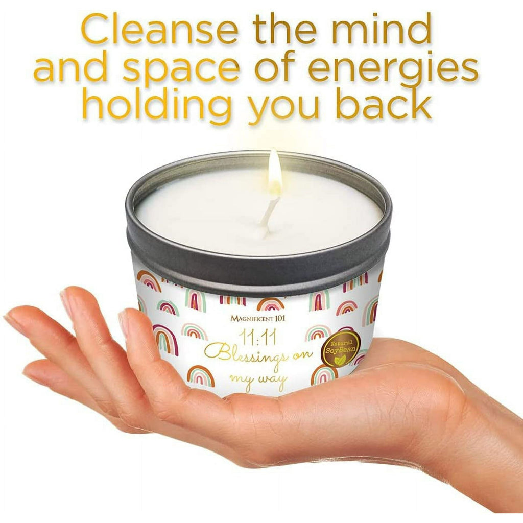 Magnificent 101 Long Lasting Affirmation Candle - 6 Oz - 30 Hour Burn | Soy Wax Tin Candle for Abundance, Gratitude, Meditation, Manifestation | Manifesting More Money Than I Can EasyOptionXY LLC