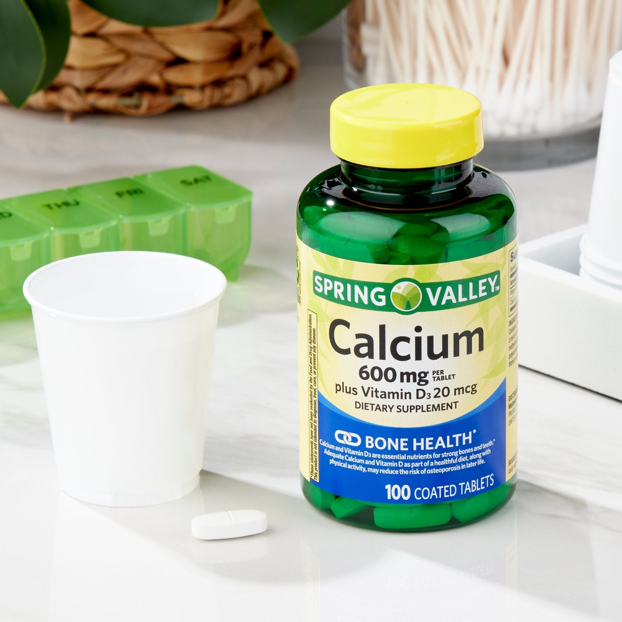 Spring Valley Calcium Plus Vitamin D Tablets Dietary Supplement; 600 mg; 100 Count EasyOptionXY LLC