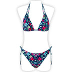 Multi-color printed neck strap halter sexy split bikini swimsuit