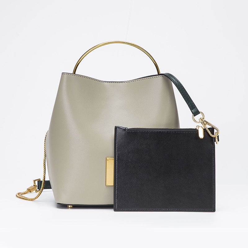 Women bucket bag contrast tone crossbody satchel purse SHOMICOBOUTIQUE